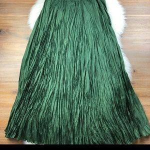 Green crushed silk skirt